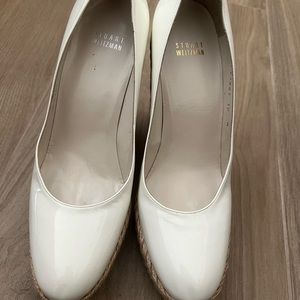 Stuart Weitzman white leather wedges sz 10 -All leather